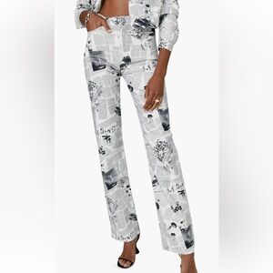 Reformation Cynthia High Waist Relaxed Jeans (Climate Newsprint)